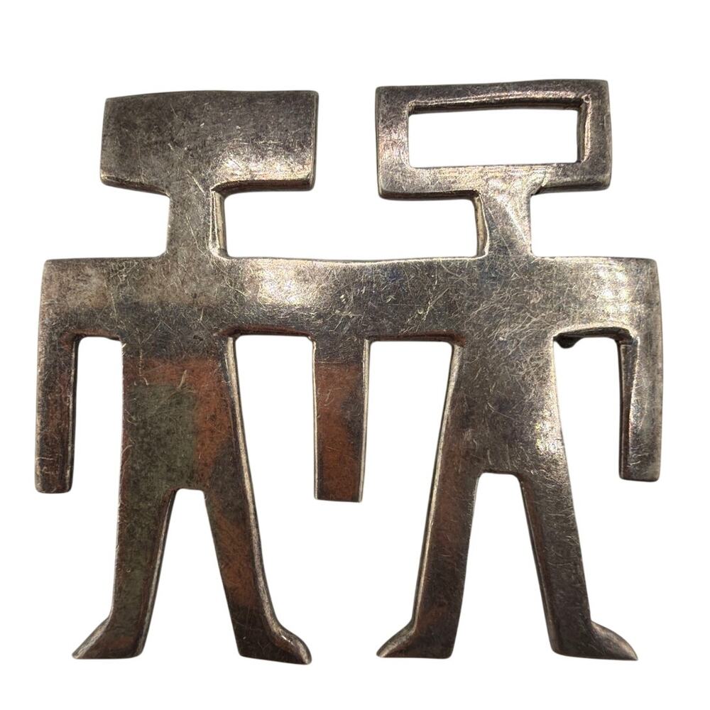 Vintage Mexican Modernist Sterling Silver Figural Brooch